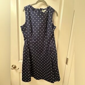 Used New York & Company Navy Dress: Eva Mendes size 12 with White Dots